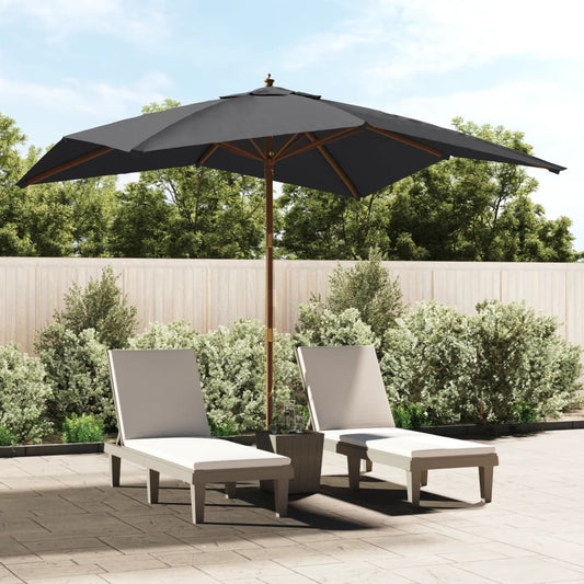 Parasol met houten paal 300x300x273 cm zwart is nu te koop bij PeponiXL, paradijselijk wonen!