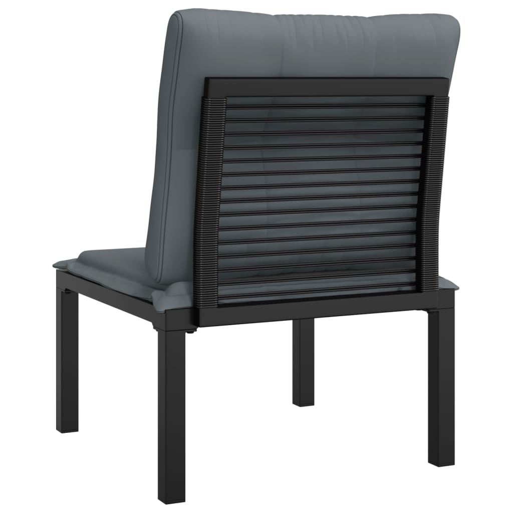 Tuinstoel met kussens poly rattan zwart en grijs is nu te koop bij PeponiXL, paradijselijk wonen!