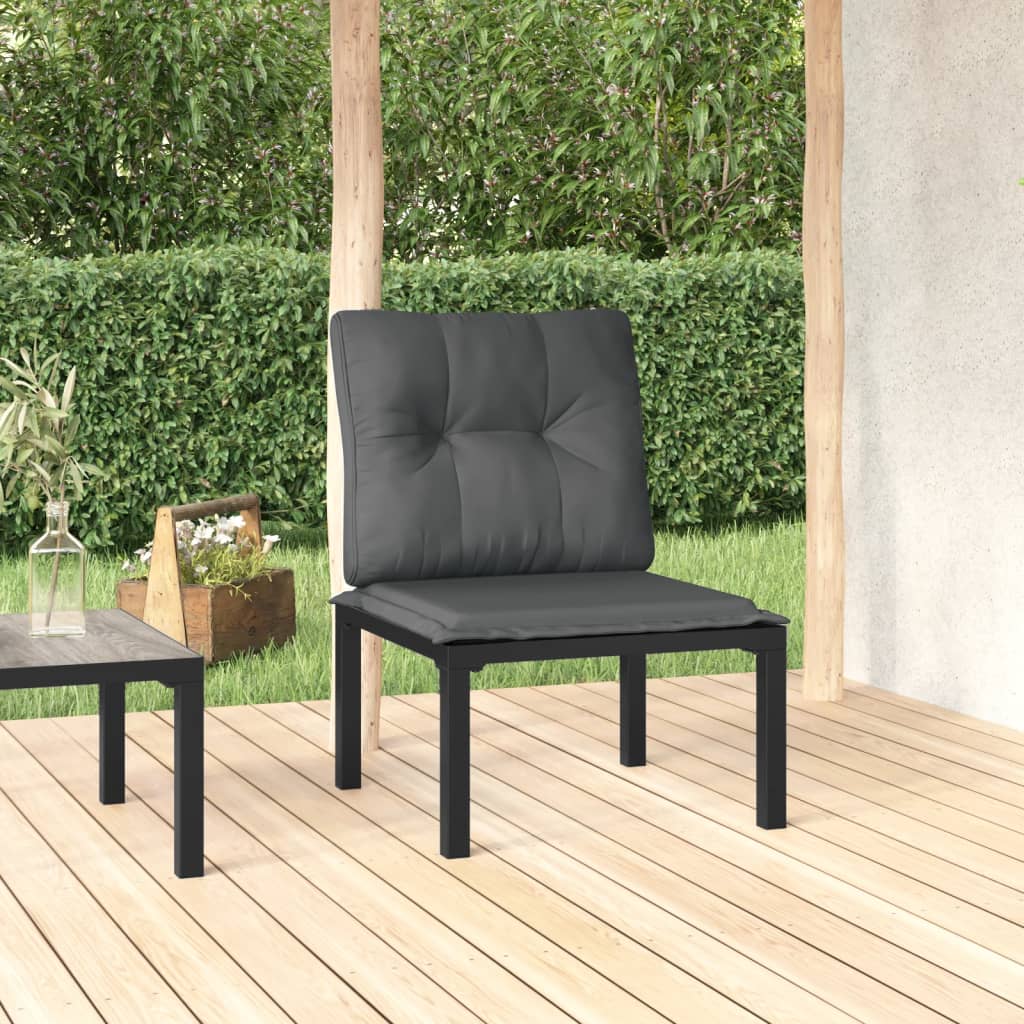 Tuinstoel met kussens poly rattan zwart en grijs is nu te koop bij PeponiXL, paradijselijk wonen!