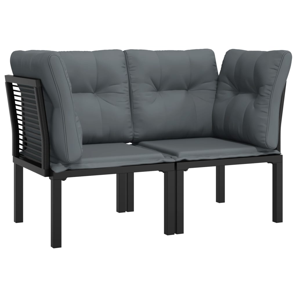 Tuinhoekstoelen 2 st met kussens poly rattan zwart en grijs is nu te koop bij PeponiXL, paradijselijk wonen!