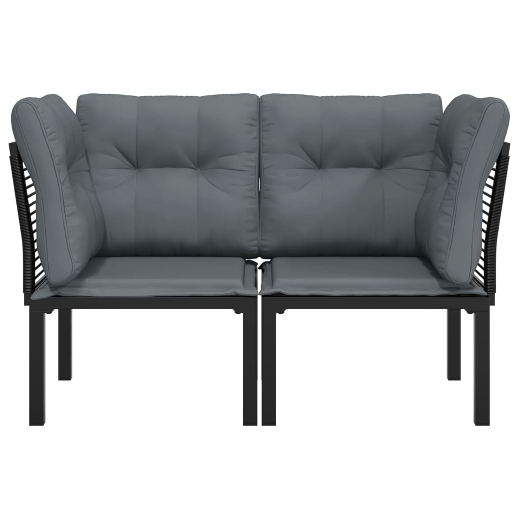 Tuinhoekstoelen 2 st met kussens poly rattan zwart en grijs is nu te koop bij PeponiXL, paradijselijk wonen!