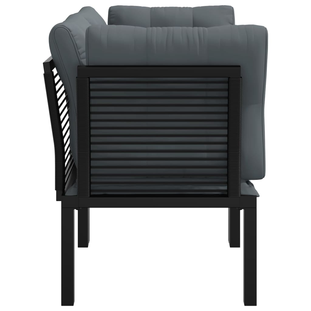 Tuinhoekstoelen 2 st met kussens poly rattan zwart en grijs is nu te koop bij PeponiXL, paradijselijk wonen!