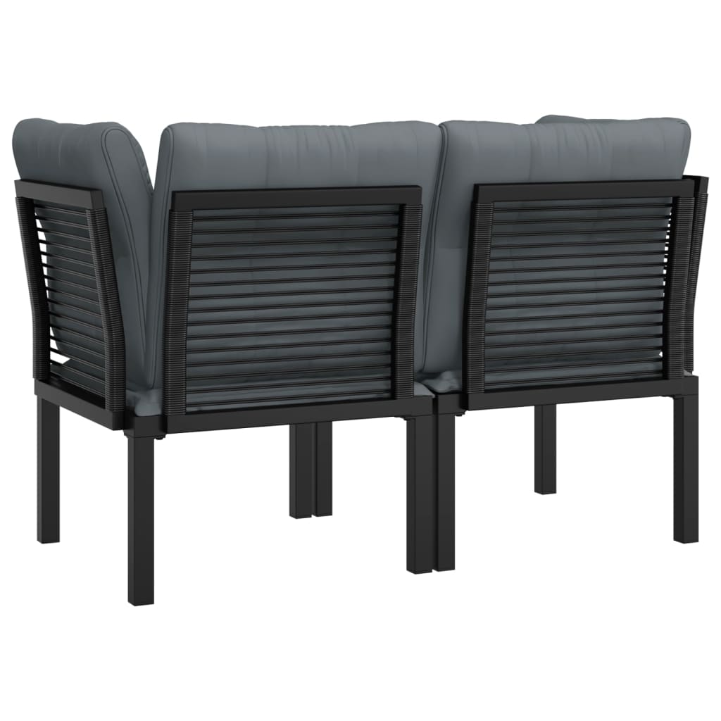 Tuinhoekstoelen 2 st met kussens poly rattan zwart en grijs is nu te koop bij PeponiXL, paradijselijk wonen!