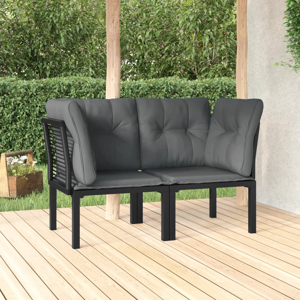 Tuinhoekstoelen 2 st met kussens poly rattan zwart en grijs is nu te koop bij PeponiXL, paradijselijk wonen!