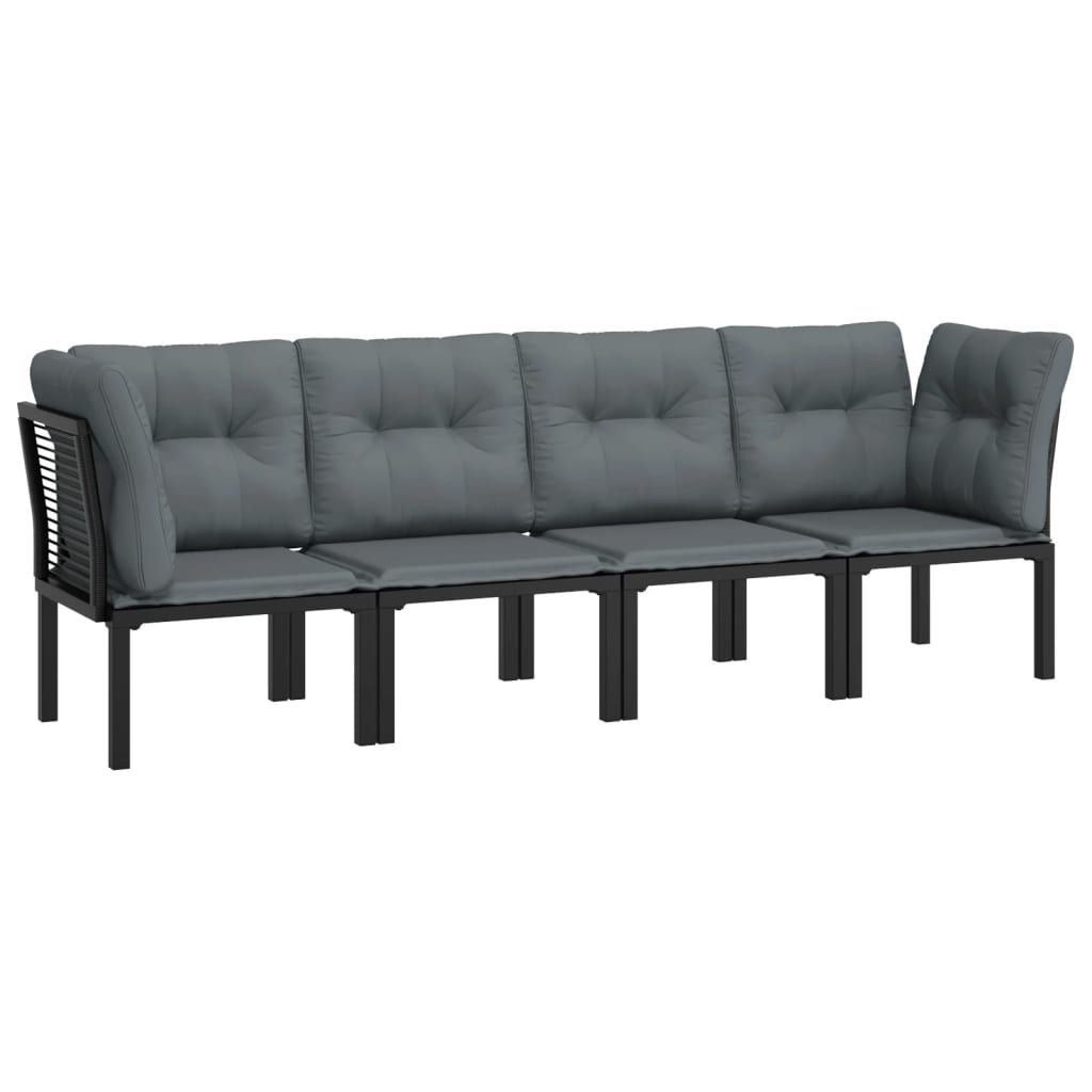 4-delige Loungeset poly rattan zwart en grijs is nu te koop bij PeponiXL, paradijselijk wonen!