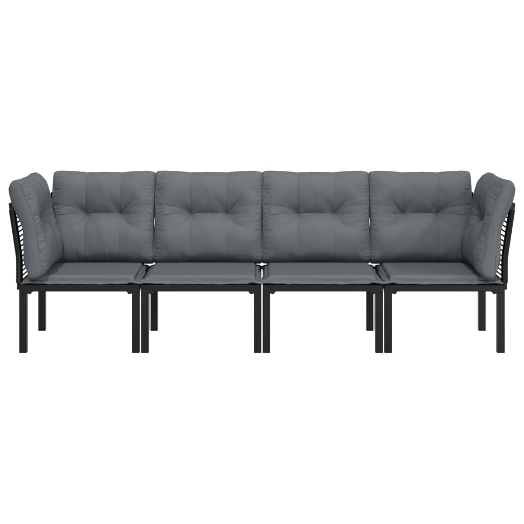 4-delige Loungeset poly rattan zwart en grijs is nu te koop bij PeponiXL, paradijselijk wonen!