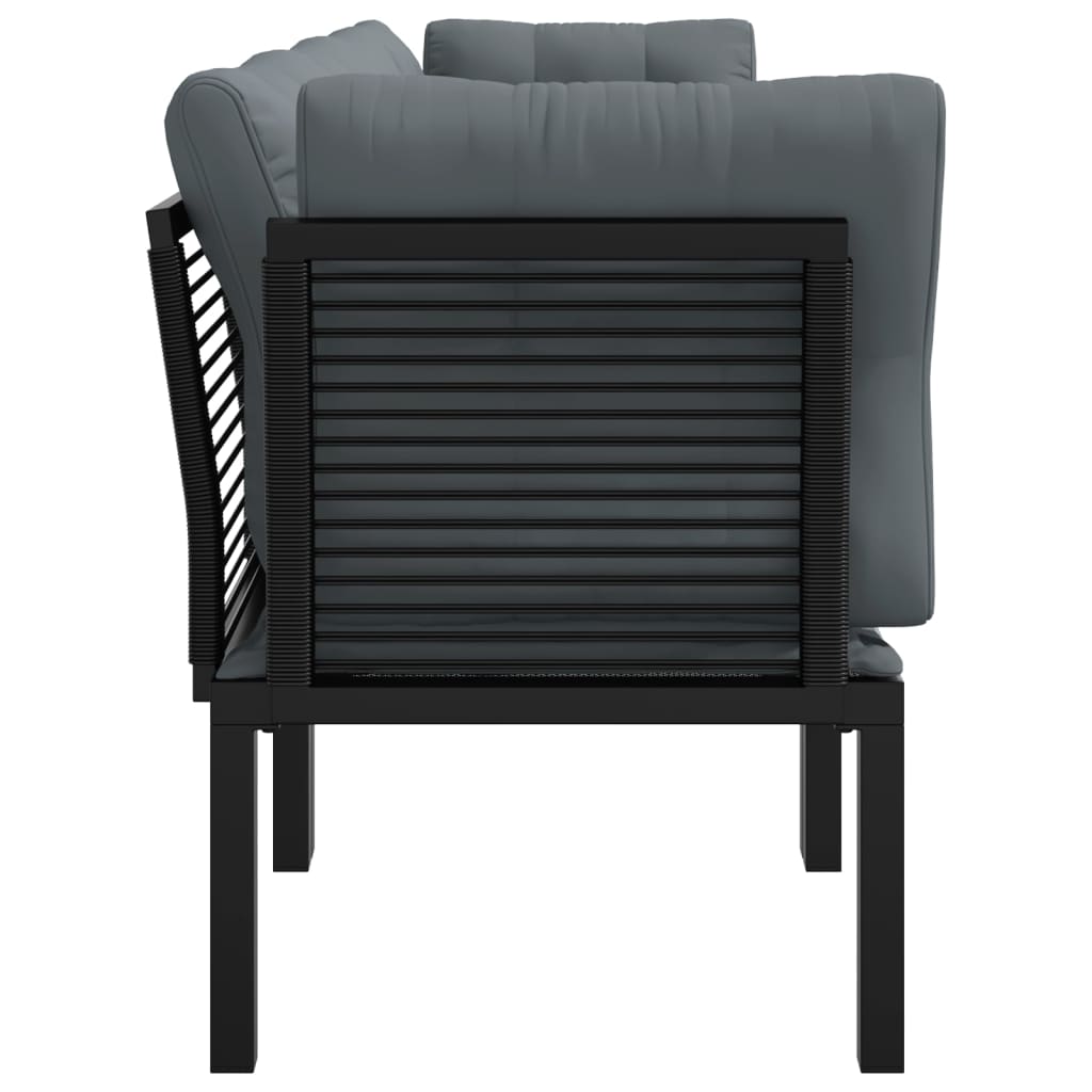4-delige Loungeset poly rattan zwart en grijs is nu te koop bij PeponiXL, paradijselijk wonen!