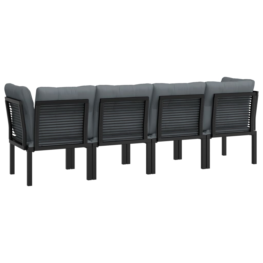 4-delige Loungeset poly rattan zwart en grijs is nu te koop bij PeponiXL, paradijselijk wonen!