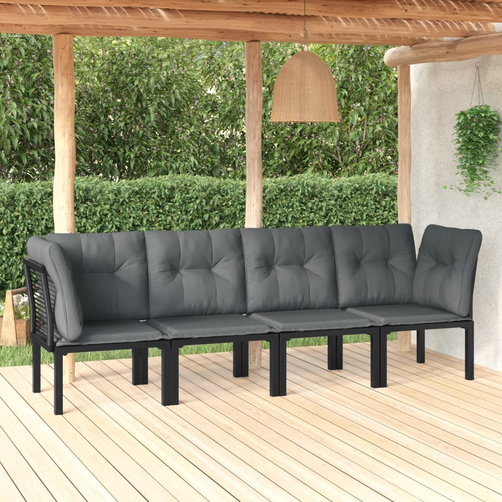 4-delige Loungeset poly rattan zwart en grijs is nu te koop bij PeponiXL, paradijselijk wonen!