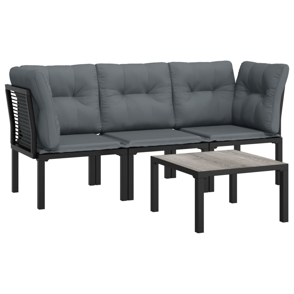 4-delige Loungeset poly rattan zwart en grijs is nu te koop bij PeponiXL, paradijselijk wonen!