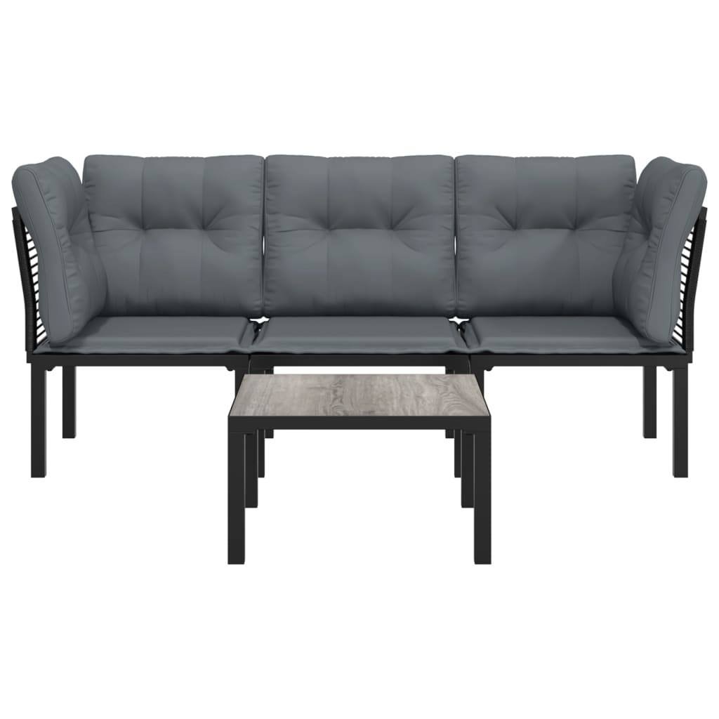 4-delige Loungeset poly rattan zwart en grijs is nu te koop bij PeponiXL, paradijselijk wonen!