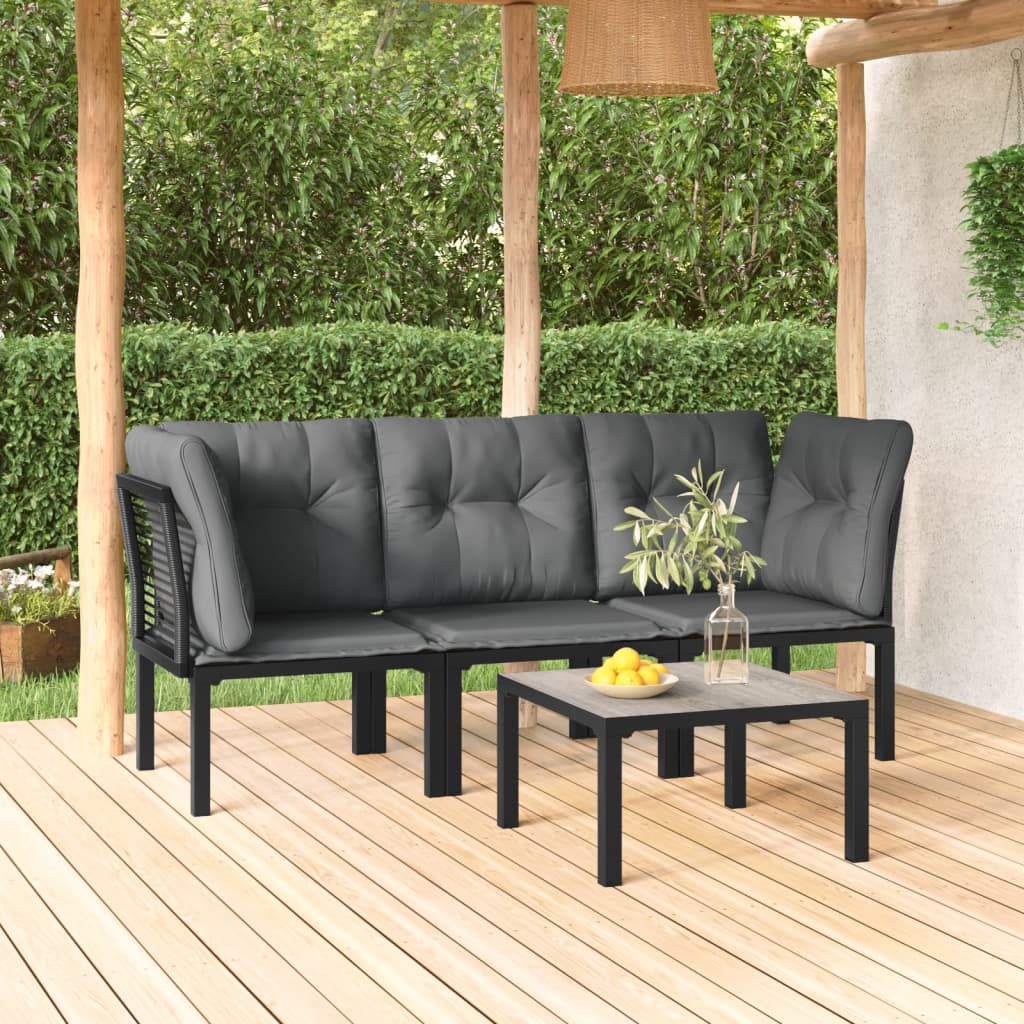 4-delige Loungeset poly rattan zwart en grijs is nu te koop bij PeponiXL, paradijselijk wonen!