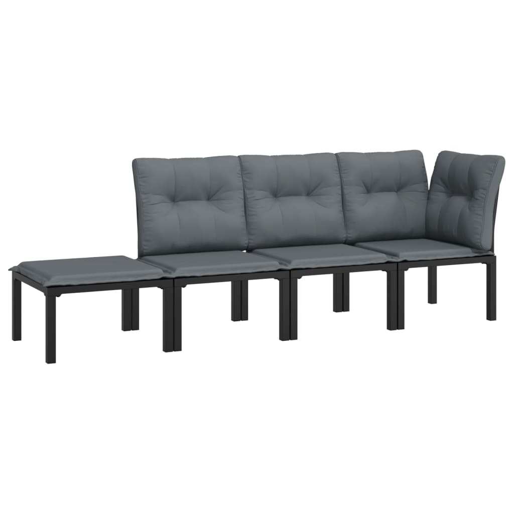 4-delige Loungeset poly rattan zwart en grijs is nu te koop bij PeponiXL, paradijselijk wonen!