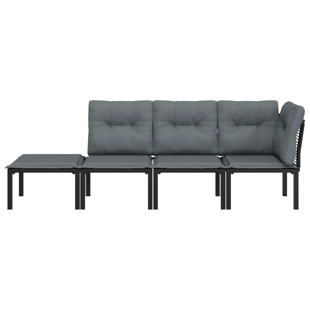 4-delige Loungeset poly rattan zwart en grijs is nu te koop bij PeponiXL, paradijselijk wonen!