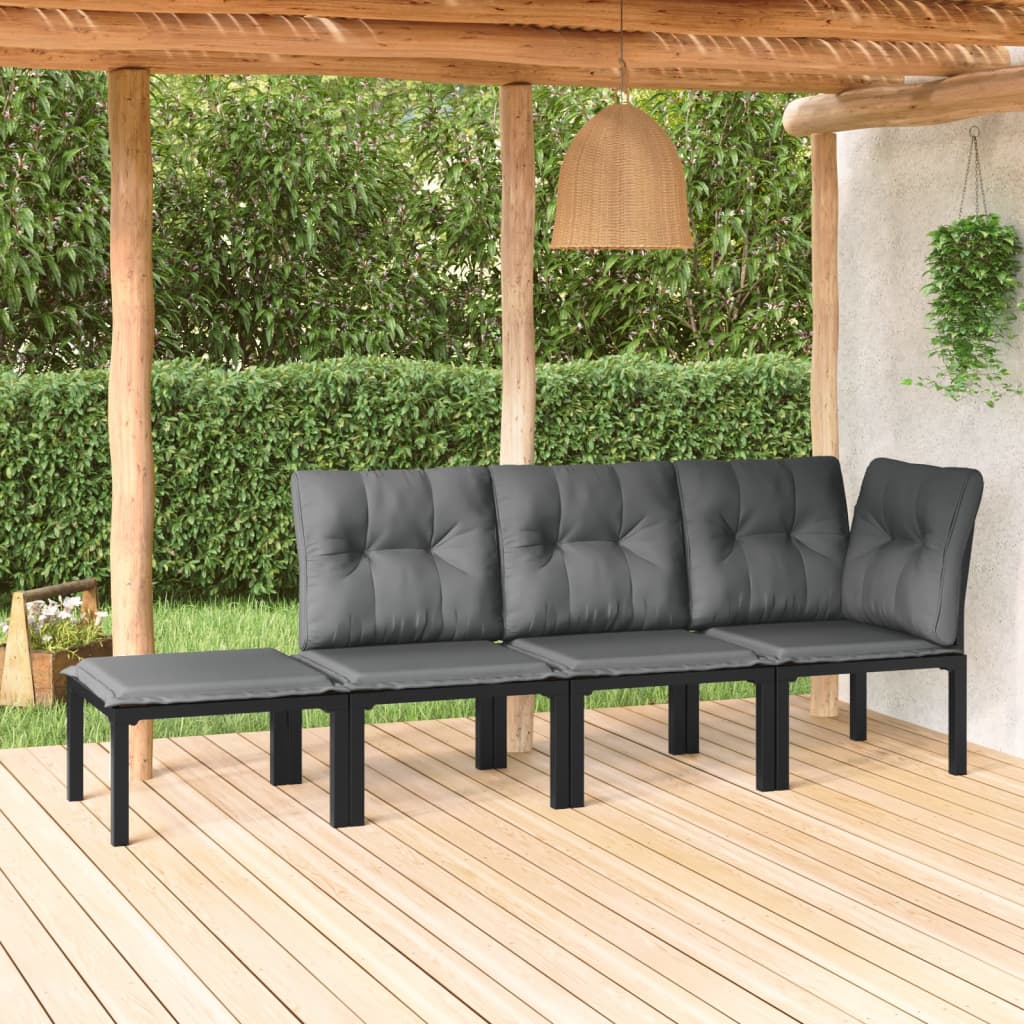 4-delige Loungeset poly rattan zwart en grijs is nu te koop bij PeponiXL, paradijselijk wonen!