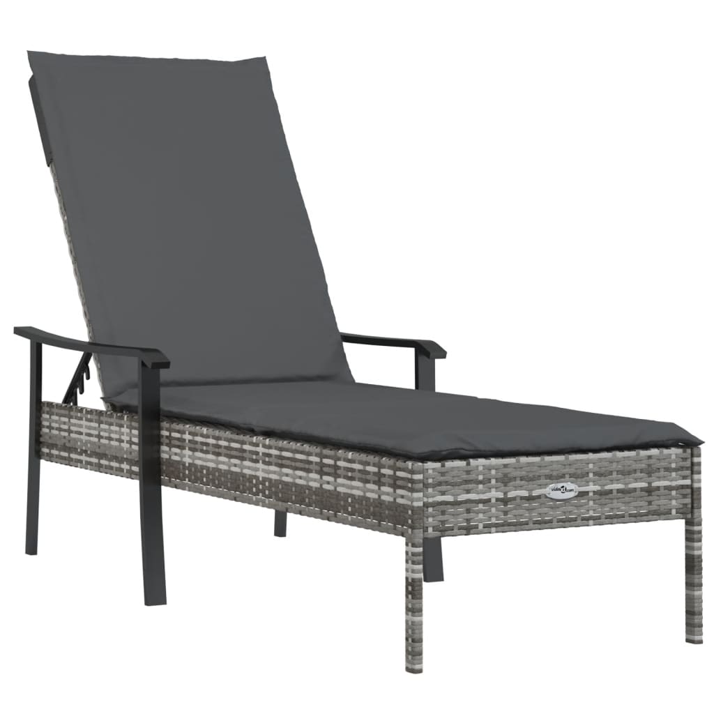Ligbed met kussen poly rattan grijs is nu te koop bij PeponiXL, paradijselijk wonen!