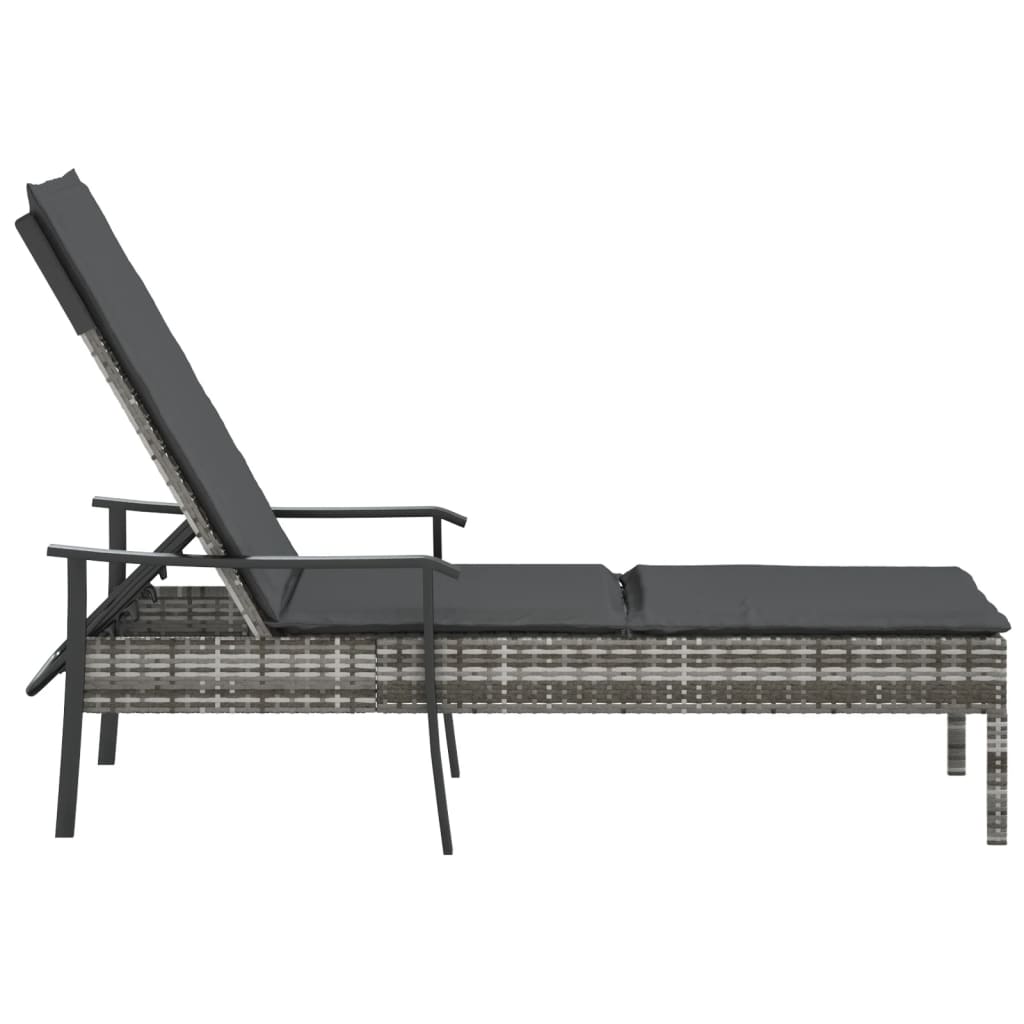Ligbed met kussen poly rattan grijs is nu te koop bij PeponiXL, paradijselijk wonen!