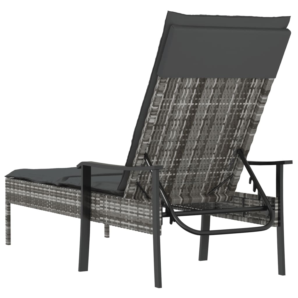 Ligbed met kussen poly rattan grijs is nu te koop bij PeponiXL, paradijselijk wonen!