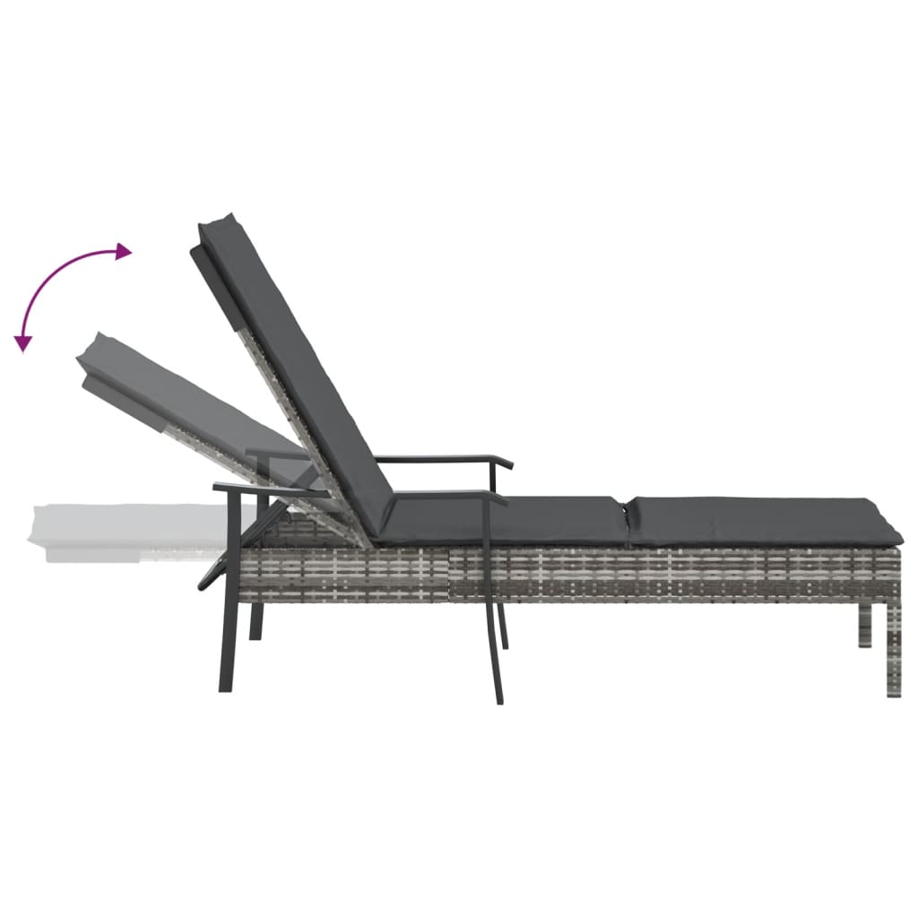 Ligbed met kussen poly rattan grijs is nu te koop bij PeponiXL, paradijselijk wonen!