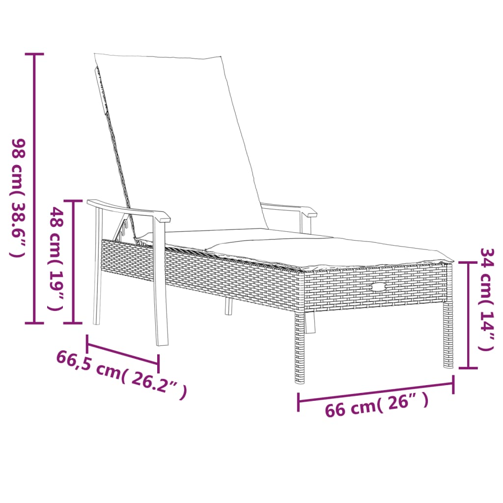 Ligbed met kussen poly rattan grijs is nu te koop bij PeponiXL, paradijselijk wonen!