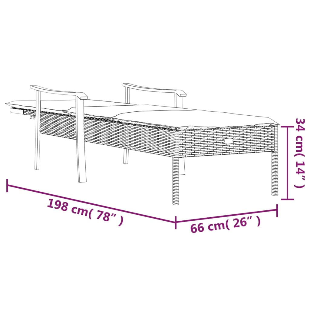 Ligbed met kussen poly rattan grijs is nu te koop bij PeponiXL, paradijselijk wonen!