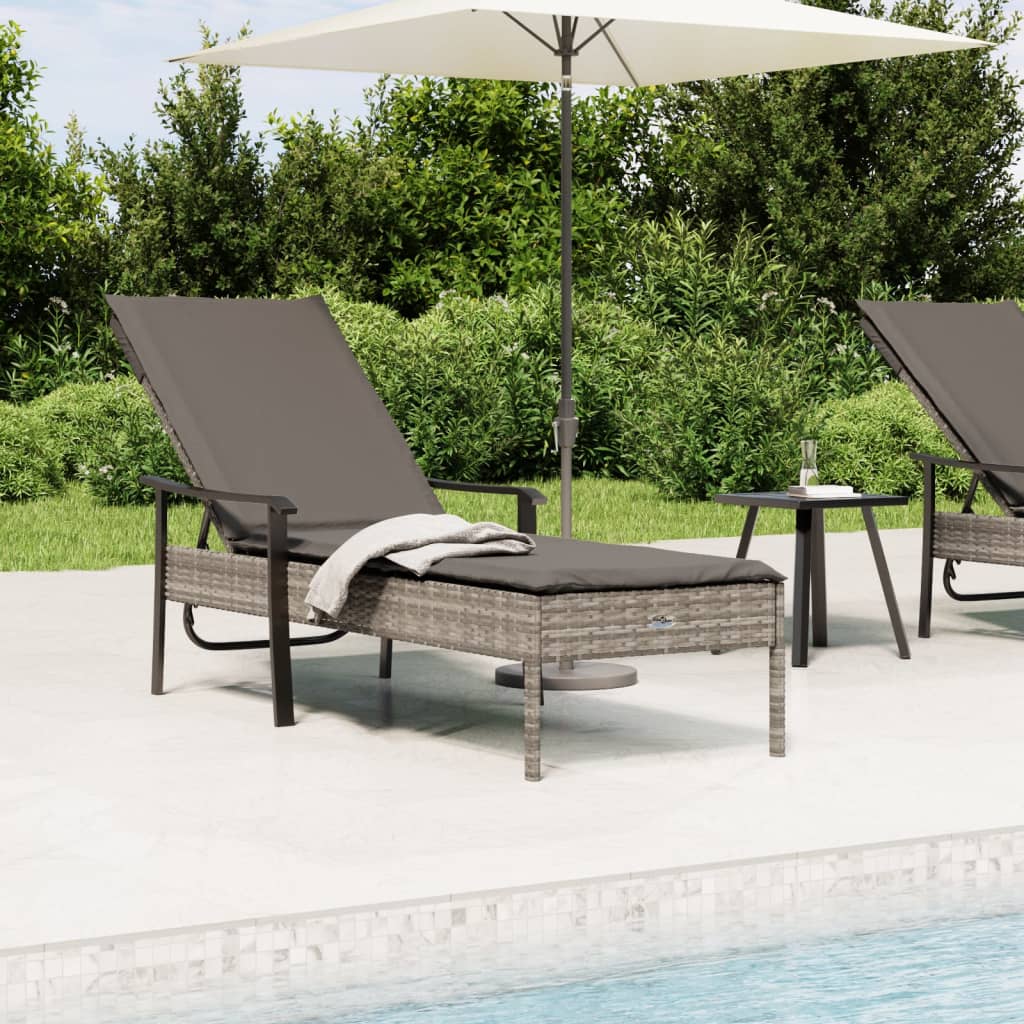 Ligbed met kussen poly rattan grijs is nu te koop bij PeponiXL, paradijselijk wonen!