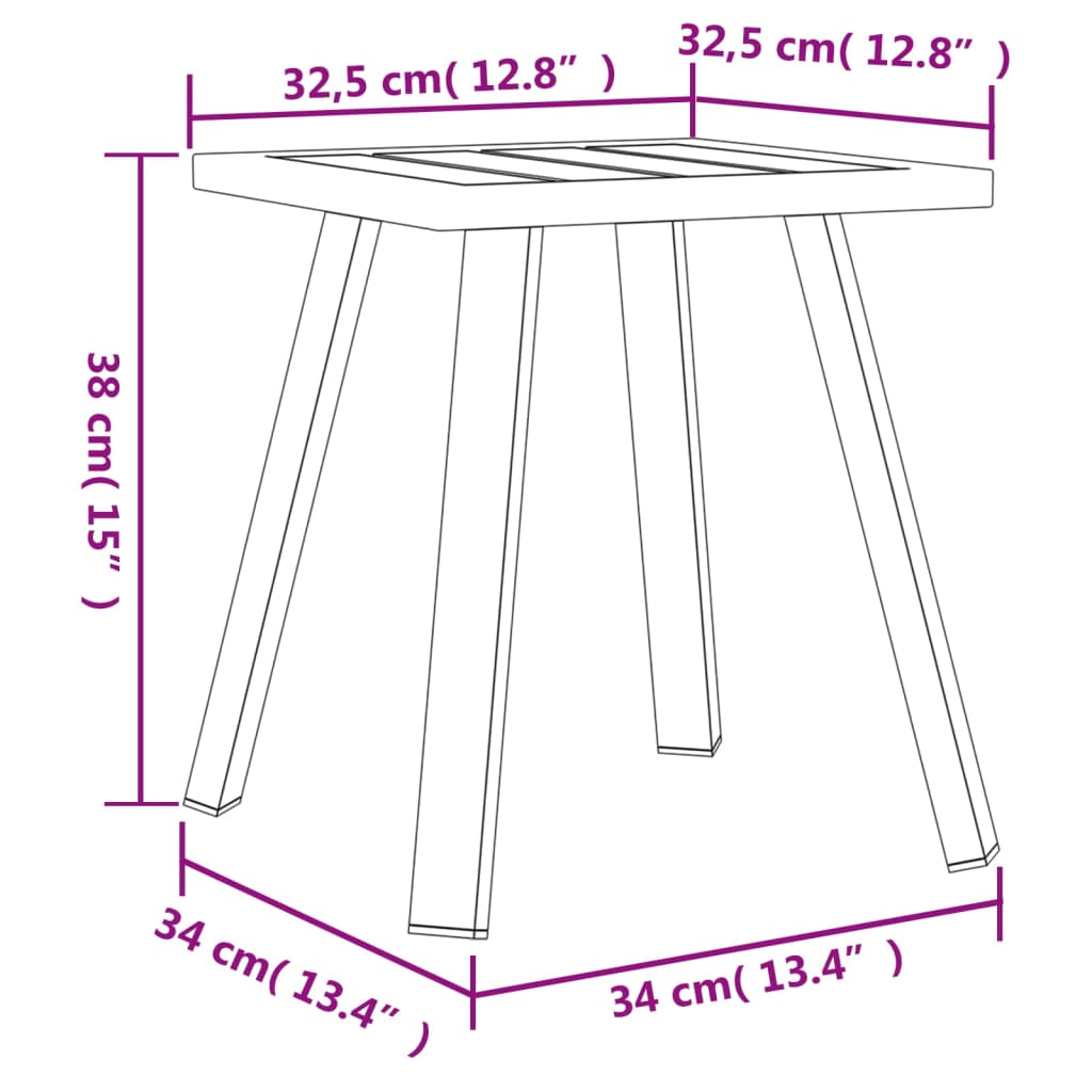 Tuintafel 34x34x38 cm staal antracietkleurig is nu te koop bij PeponiXL, paradijselijk wonen!