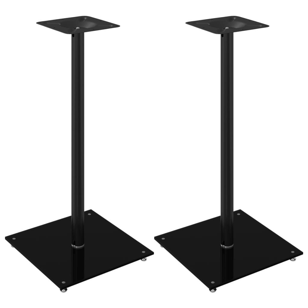 Luidsprekerstandaards 2 st 1 pijler gehard glas zwart is nu te koop bij PeponiXL, paradijselijk wonen!