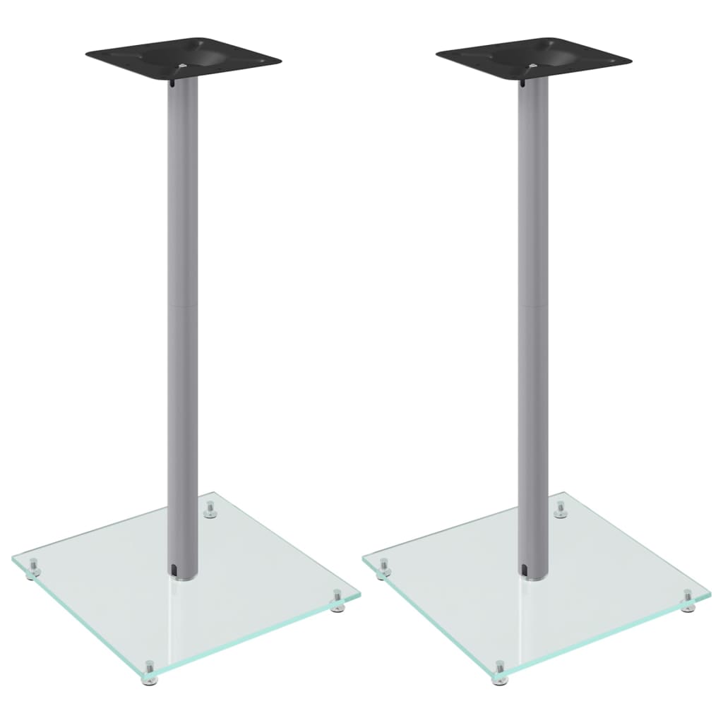 Luidsprekerstandaards 2 st 1 pijler gehard glas zilverkleurig is nu te koop bij PeponiXL, paradijselijk wonen!