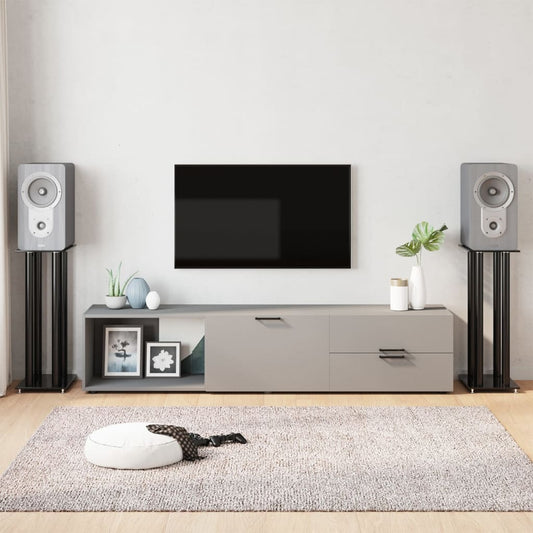 Luidsprekerstandaards 2 st 4 pijlers gehard glas zwart is nu te koop bij PeponiXL, paradijselijk wonen!