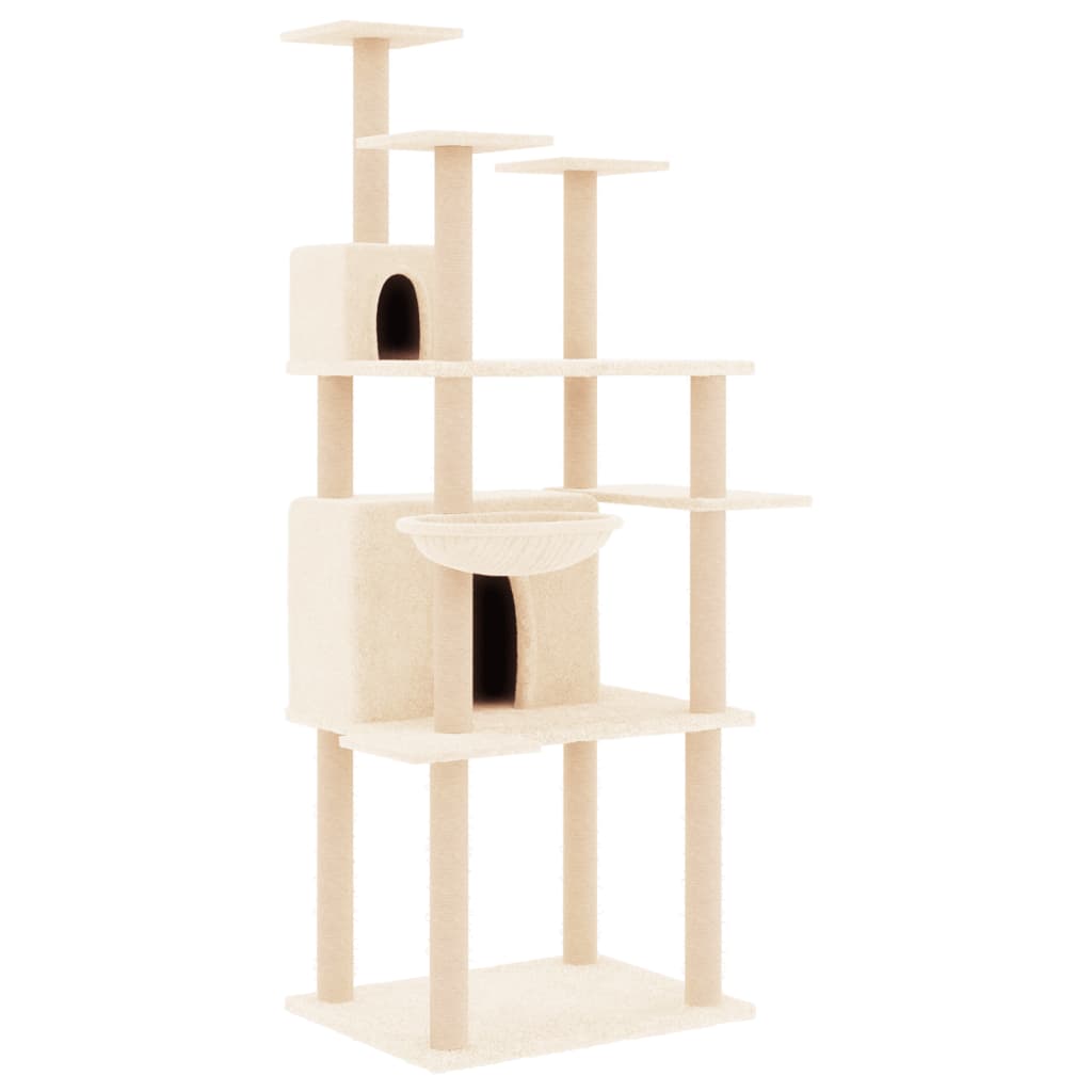 Kattenmeubel met sisal krabpalen 166 cm crèmekleurig is nu te koop bij PeponiXL, paradijselijk wonen!