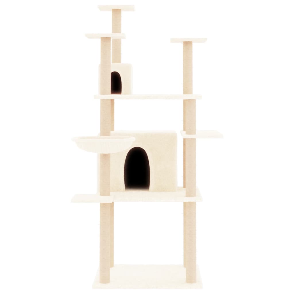 Kattenmeubel met sisal krabpalen 166 cm crèmekleurig is nu te koop bij PeponiXL, paradijselijk wonen!