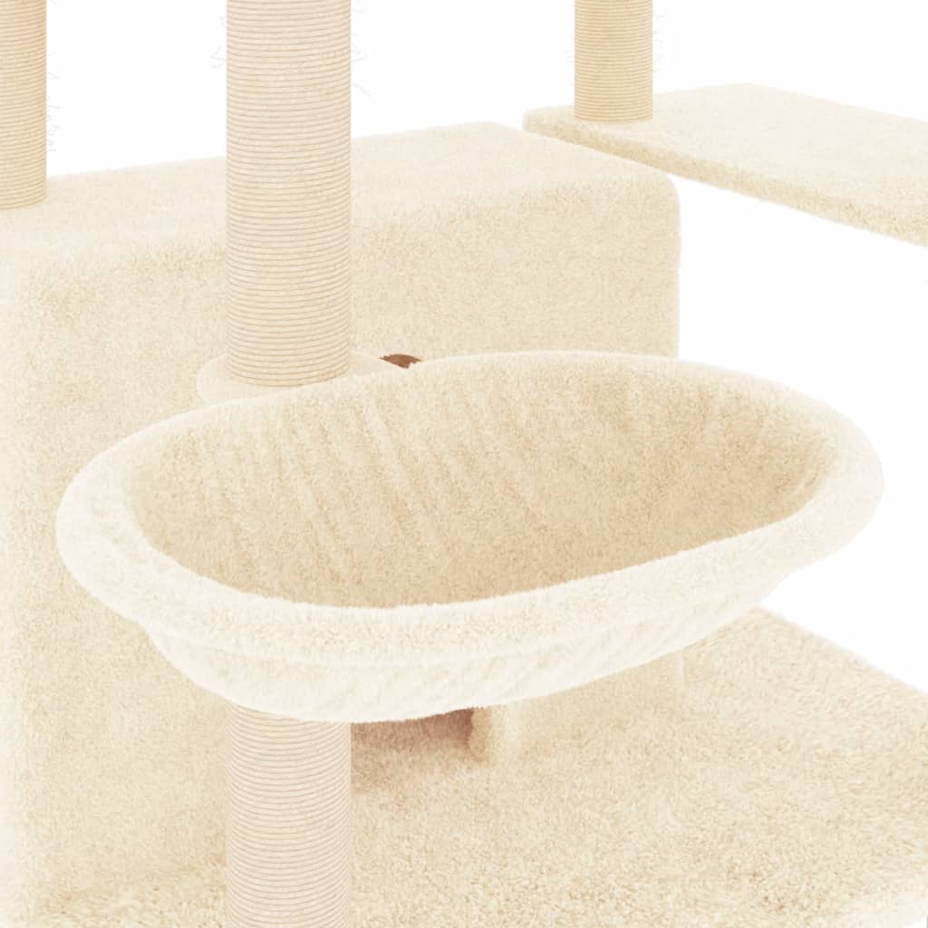 Kattenmeubel met sisal krabpalen 166 cm crèmekleurig is nu te koop bij PeponiXL, paradijselijk wonen!