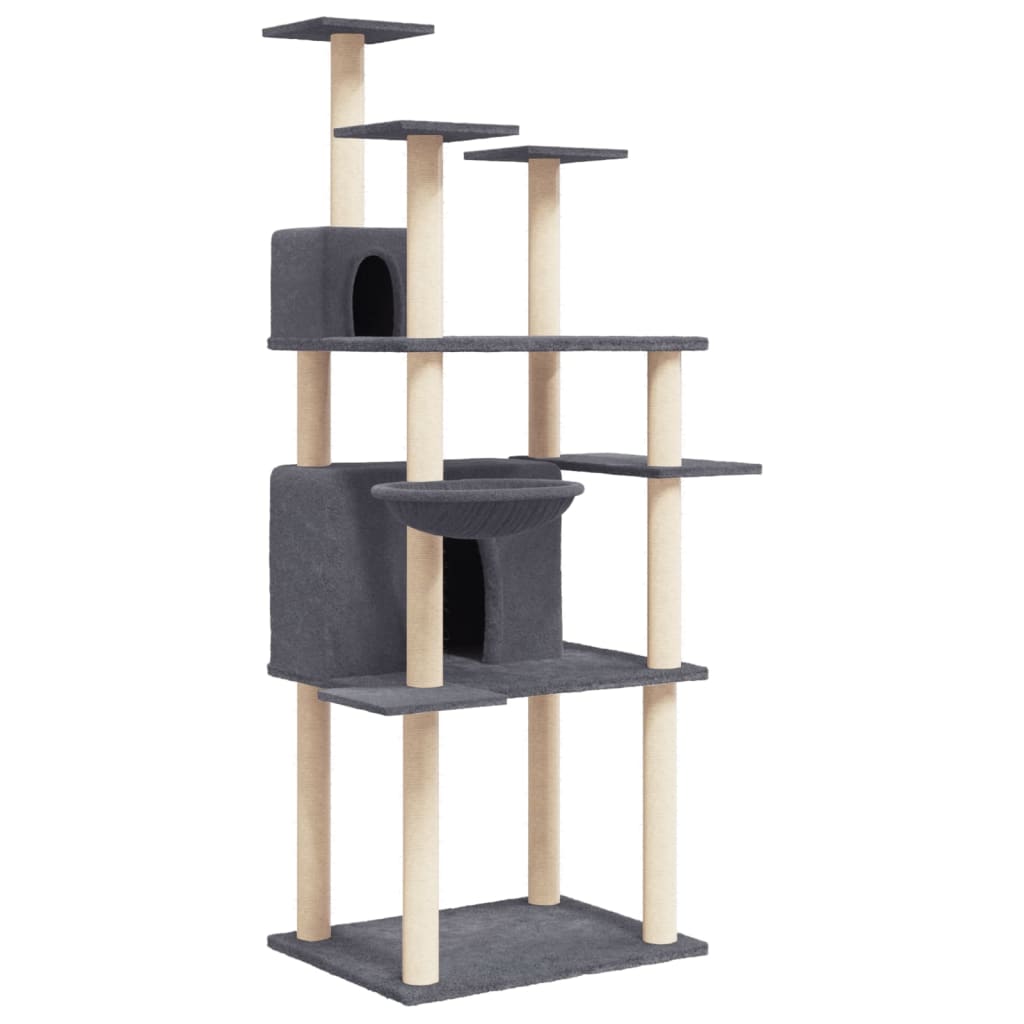 Kattenmeubel met sisal krabpalen 166 cm donkergrijs is nu te koop bij PeponiXL, paradijselijk wonen!
