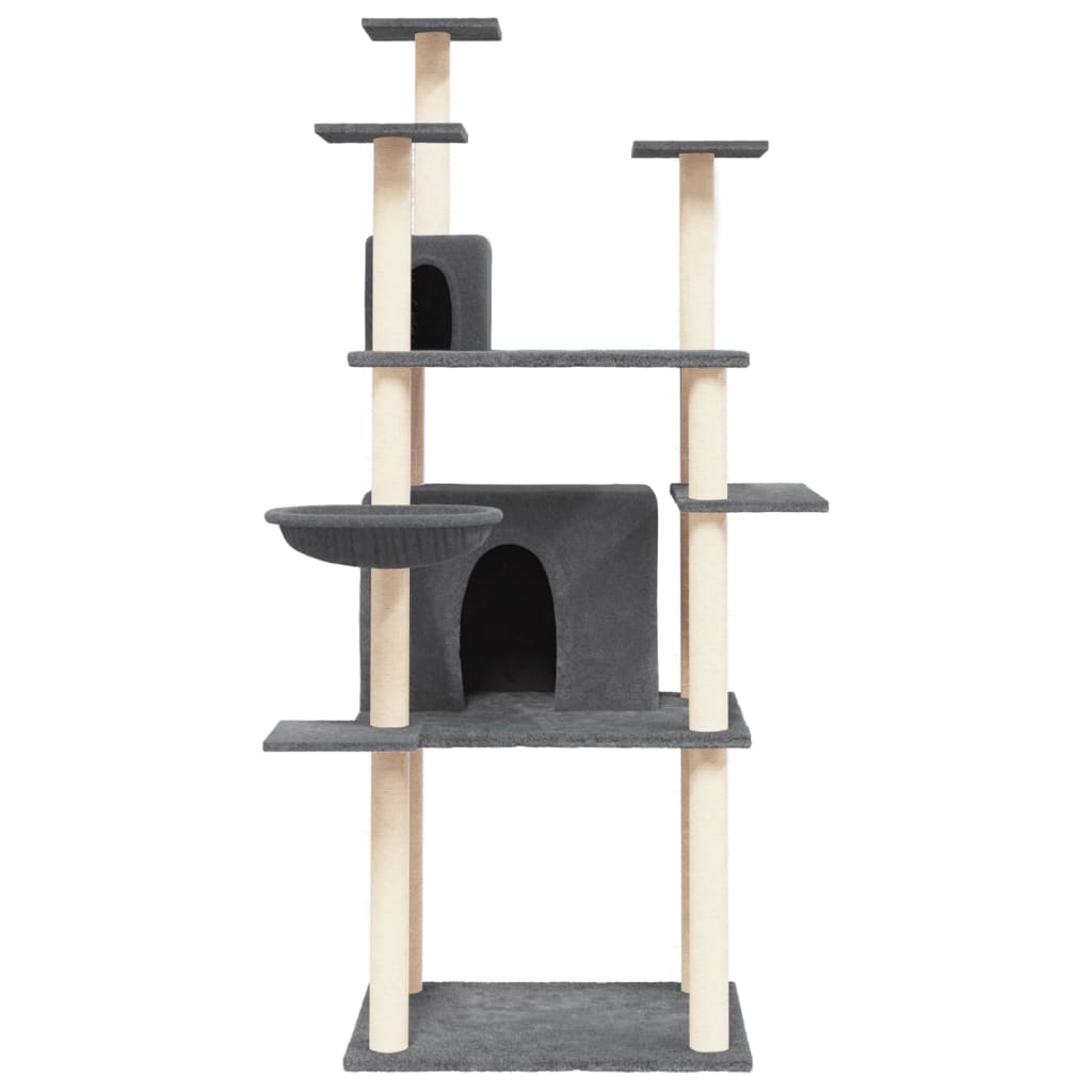 Kattenmeubel met sisal krabpalen 166 cm donkergrijs is nu te koop bij PeponiXL, paradijselijk wonen!
