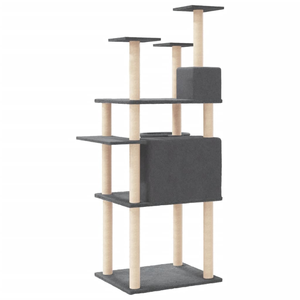 Kattenmeubel met sisal krabpalen 166 cm donkergrijs is nu te koop bij PeponiXL, paradijselijk wonen!