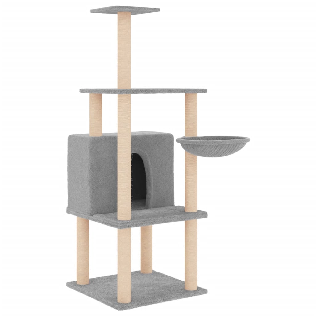 Kattenmeubel met sisal krabpalen 132 cm lichtgrijs is nu te koop bij PeponiXL, paradijselijk wonen!
