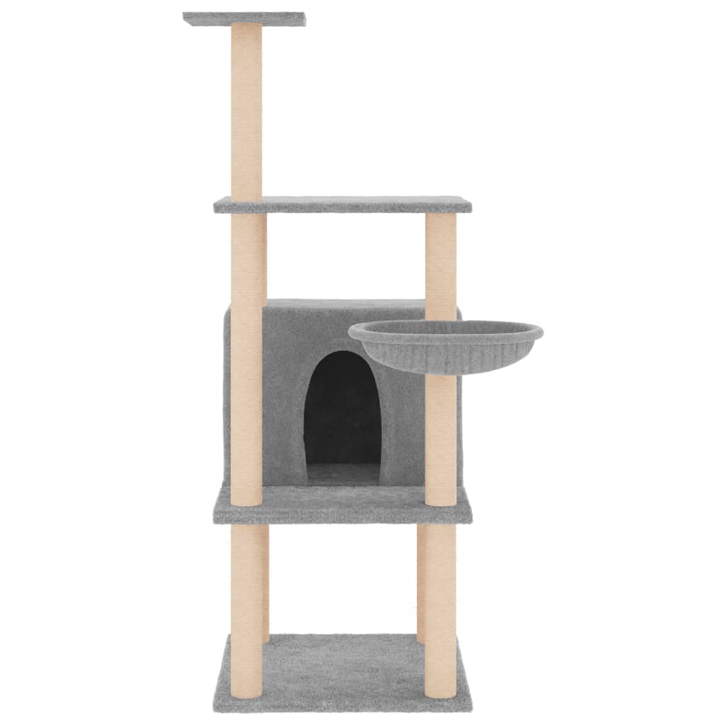Kattenmeubel met sisal krabpalen 132 cm lichtgrijs is nu te koop bij PeponiXL, paradijselijk wonen!