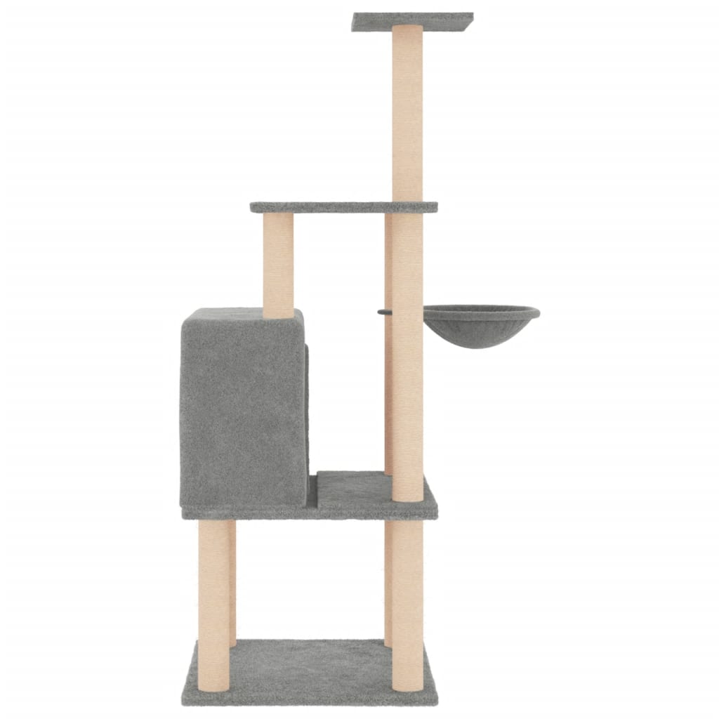 Kattenmeubel met sisal krabpalen 132 cm lichtgrijs is nu te koop bij PeponiXL, paradijselijk wonen!
