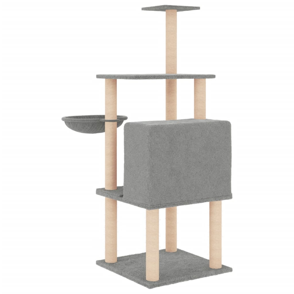 Kattenmeubel met sisal krabpalen 132 cm lichtgrijs is nu te koop bij PeponiXL, paradijselijk wonen!