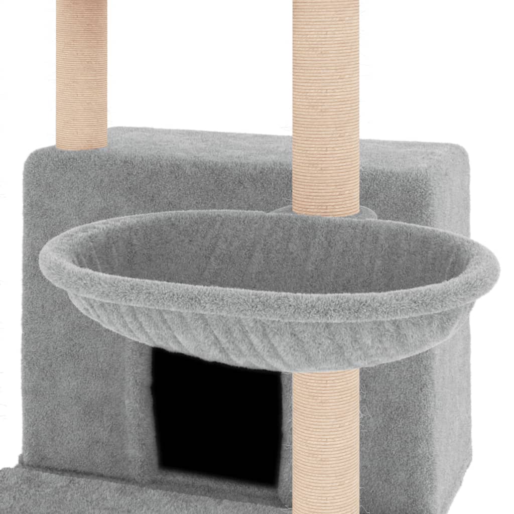 Kattenmeubel met sisal krabpalen 132 cm lichtgrijs is nu te koop bij PeponiXL, paradijselijk wonen!