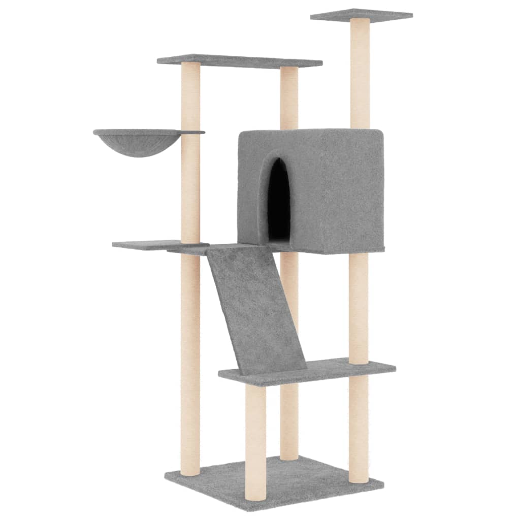Kattenmeubel met sisal krabpalen 143 cm lichtgrijs is nu te koop bij PeponiXL, paradijselijk wonen!