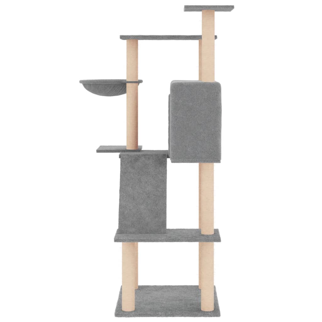 Kattenmeubel met sisal krabpalen 143 cm lichtgrijs is nu te koop bij PeponiXL, paradijselijk wonen!