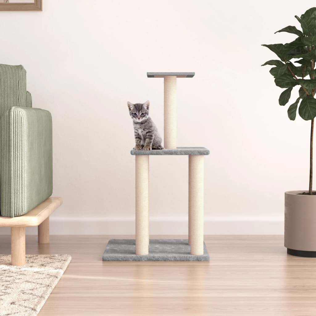 Kattenmeubel met sisal krabpalen 85,5 cm lichtgrijs is nu te koop bij PeponiXL, paradijselijk wonen!
