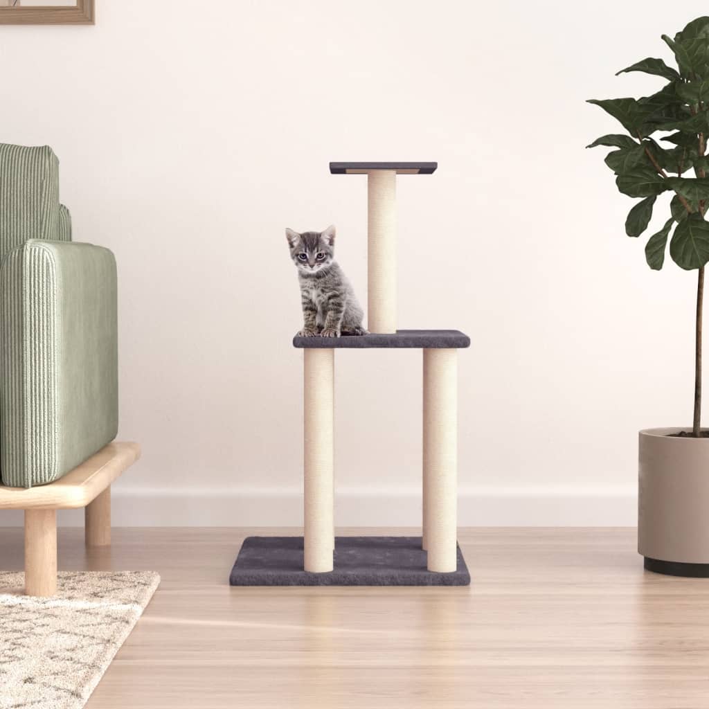 Kattenmeubel met sisal krabpalen 85,5 cm donkergrijs is nu te koop bij PeponiXL, paradijselijk wonen!