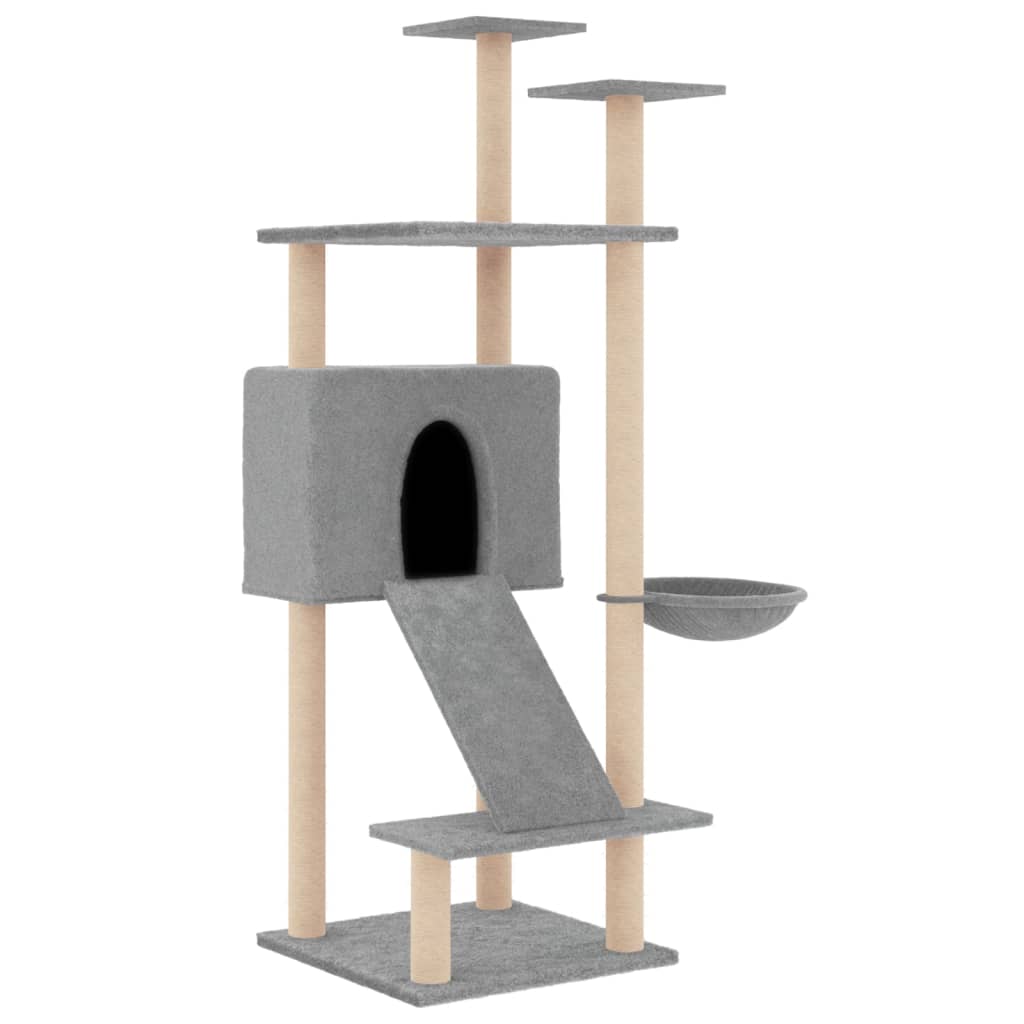 Kattenmeubel met sisal krabpalen 153 cm lichtgrijs is nu te koop bij PeponiXL, paradijselijk wonen!