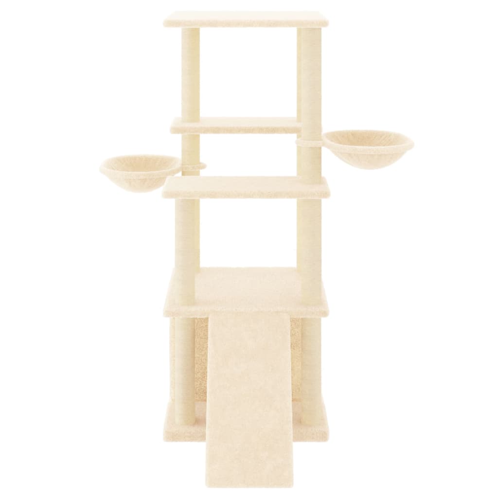 Kattenmeubel met sisal krabpalen 133 cm crèmekleurig is nu te koop bij PeponiXL, paradijselijk wonen!