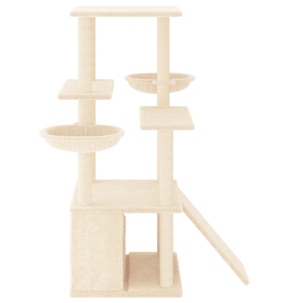 Kattenmeubel met sisal krabpalen 133 cm crèmekleurig is nu te koop bij PeponiXL, paradijselijk wonen!