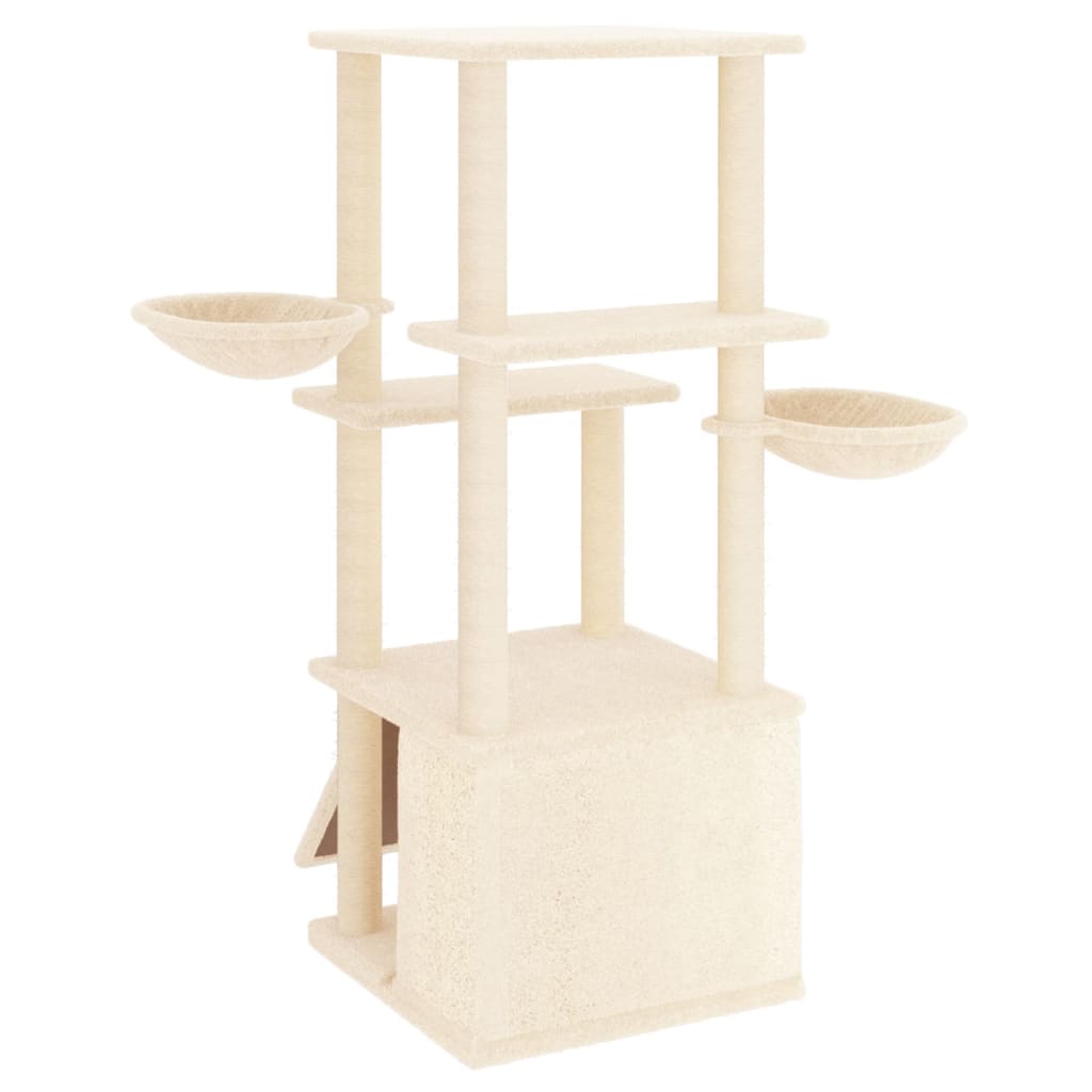 Kattenmeubel met sisal krabpalen 133 cm crèmekleurig is nu te koop bij PeponiXL, paradijselijk wonen!