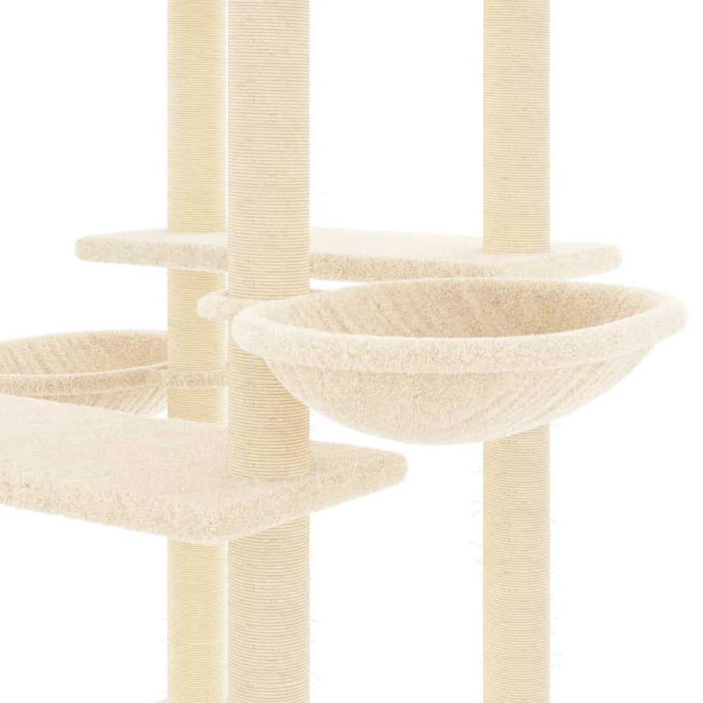 Kattenmeubel met sisal krabpalen 133 cm crèmekleurig is nu te koop bij PeponiXL, paradijselijk wonen!